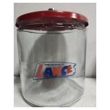 Vintage LANCE Cracker jar w metal lid