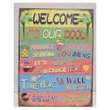 New metal pool sign