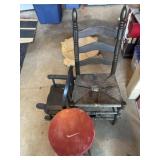 Ladder Back Chair, Stool, and kids rocking chair