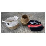 Estate lot of storage baskets and lunch box