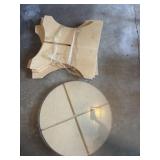 Particle Board Table with Glass Top. Not assembled