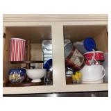 Cabinet Lot of Christmas Dishes and More