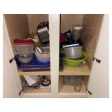Large Cabinet Lot of Kitchen Dishes and More