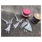 Estate Lot of Angel Decor, Bins and Can