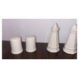 2 sets of White Salt and Pepper Shakers