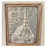 Framed Church Painting on Metal