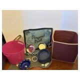Estate Lot of Dog Bowls and Mats, with storage