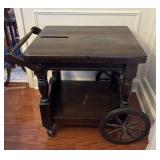 Beautiful Dark Wood Tea Cart with Wheels