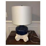 Blue Glass Lamp with Pedestal