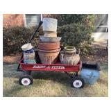 Estate Lot of Planters and Radio Flyer Wagon
