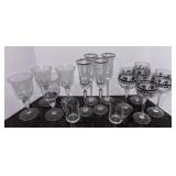 Estate Lot of Stemware Glass and two pitchers