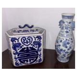 Mikasa Blue/White Jar and Blue/White Vase
