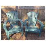 Pair of Green Outdoor Plastic Chairs