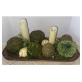 Dough Bowl with Candles and Greenery