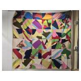 86" by 83" Abstract multicolored quilt