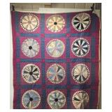 67" by 75" multi colored quilt