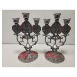 Pair of 3 candle metal candle stick holders Pair of 3 candle metal candle stick holders