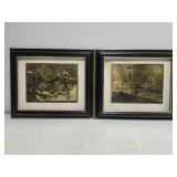 Set of 2 gold foiled etching titled Set of 2 gold foiled etching titled