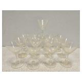 Set of 13 clear stemmed glasses Set of 13 clear stemmed glasses