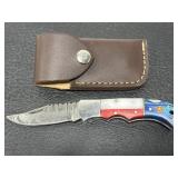 Custom hand made Damascus steel knife & sheath Custom hand made Damascus steel knife & sheath