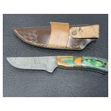 Custom hand made Damascus steel knife & sheath Custom hand made Damascus steel knife & sheath