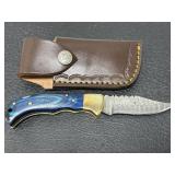 Custom hand made Damascus steel knife & sheath Custom hand made Damascus steel knife & sheath