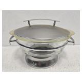 Stainless dish holder with glass insert Stainless dish holder with glass insert