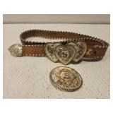 Hand crafted leather belt with 2 metal buckles Hand crafted leather belt with 2 metal buckles