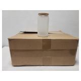 Box lot of 20 frosted glass cups with lids Box lot of 20 frosted glass cups with lids