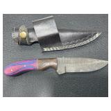 Custom hand made Damascus steel knife & sheath Custom hand made Damascus steel knife & sheath