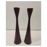Pair of wooden decorative candle stick holders Pair of wooden decorative candle stick holders