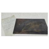 E. HENDERSON brass plate w letter E. HENDERSON brass plate w letter