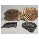 2 brass pot coolers w 2 decor items 2 brass pot coolers w 2 decor items