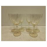 6 etched glass wine glasses SEE DESC 6 etched glass wine glasses SEE DESC
