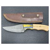 Custom hand made Damascus steel knife & sheath Custom hand made Damascus steel knife & sheath