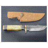 Custom hand made Damascus steel knife & sheath Custom hand made Damascus steel knife & sheath