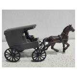 Cast iron figurine toy horse and carage Cast iron figurine toy horse and carage