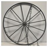 Metal wagon wheel shape hanging decor