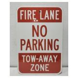Metal Fire Lane NO PARKING Sign