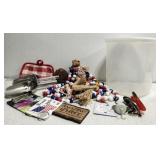 Lot of random items in plastic container