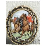 Vintage Red Coats Riding Horses Brooch