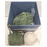 Box of knitting items