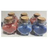 Lot of Homemade Candles in Heart Glass Containers
