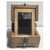 Vintage Wooden Shaving or Vanity Mirror Box