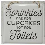Metal Sprinkles Bathroom Hanging Sign