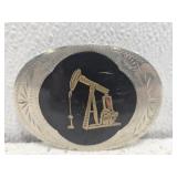 Hand crafted oil rig belt buckle