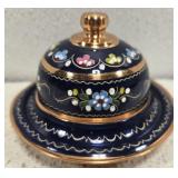 Small Metal Hand Painted Dish with Lid