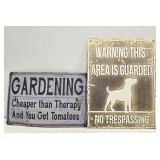 Lot of 2 Gardening & Trespassing Metal Signs