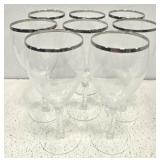 Set of 8 silver rimmed stemmed glasses