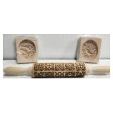 Printed Rolling Pin & Wooden Floral Butter Molds